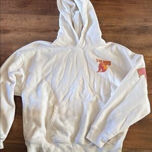 Hollister White Hoodie with Red and Yellow Accents